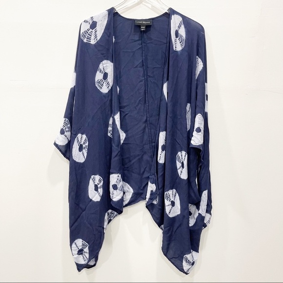 Lane Bryant Lightweight Blue Printed Kimono Top Vacation Swim Cover-Up One Size - Picture 1 of 7